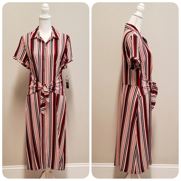 [AGB] Tie Front Stripe Dress - Picture 4 of 8